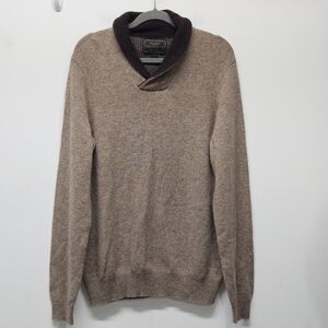 Jos A Bank Pullover Shawl Collar Sweater Large Lambs Wool Soft Preppy Luxury